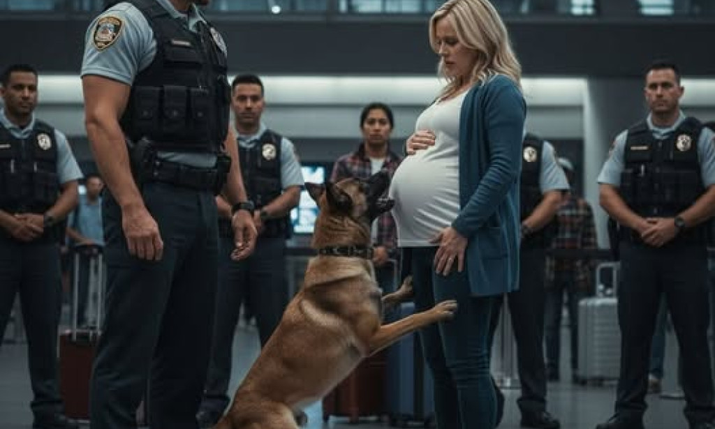 كلب ينبح بجنون على امرأة حامل في المطار… وما كشفه الأمن بعدها كان مذهلًا