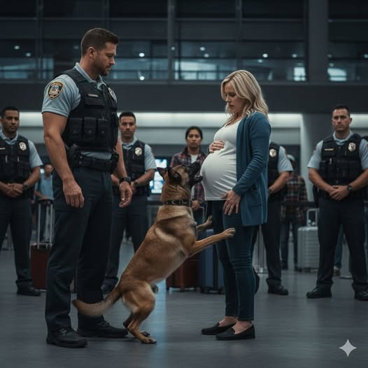 كلب ينبح بجنون على امرأة حامل في المطار… وما كشفه الأمن بعدها كان مذهلًا